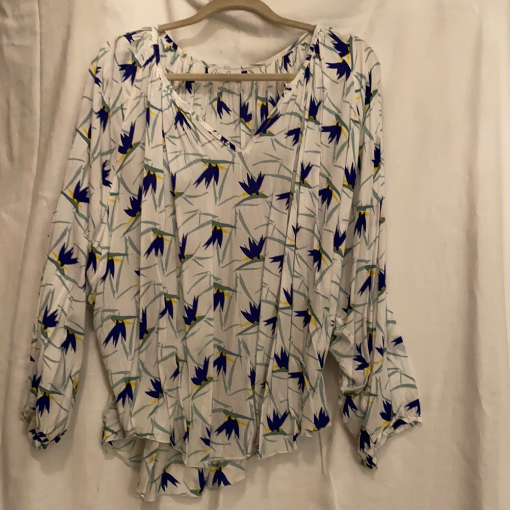 Ava Sky made in Bali Blouse floral bird abstract